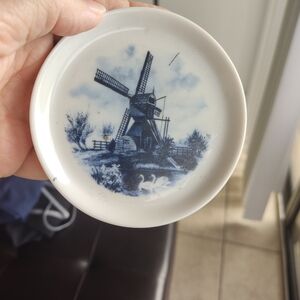 Delft Blue Windmill Porcelain Decorative Plate - Classic Delft-Style Home Art